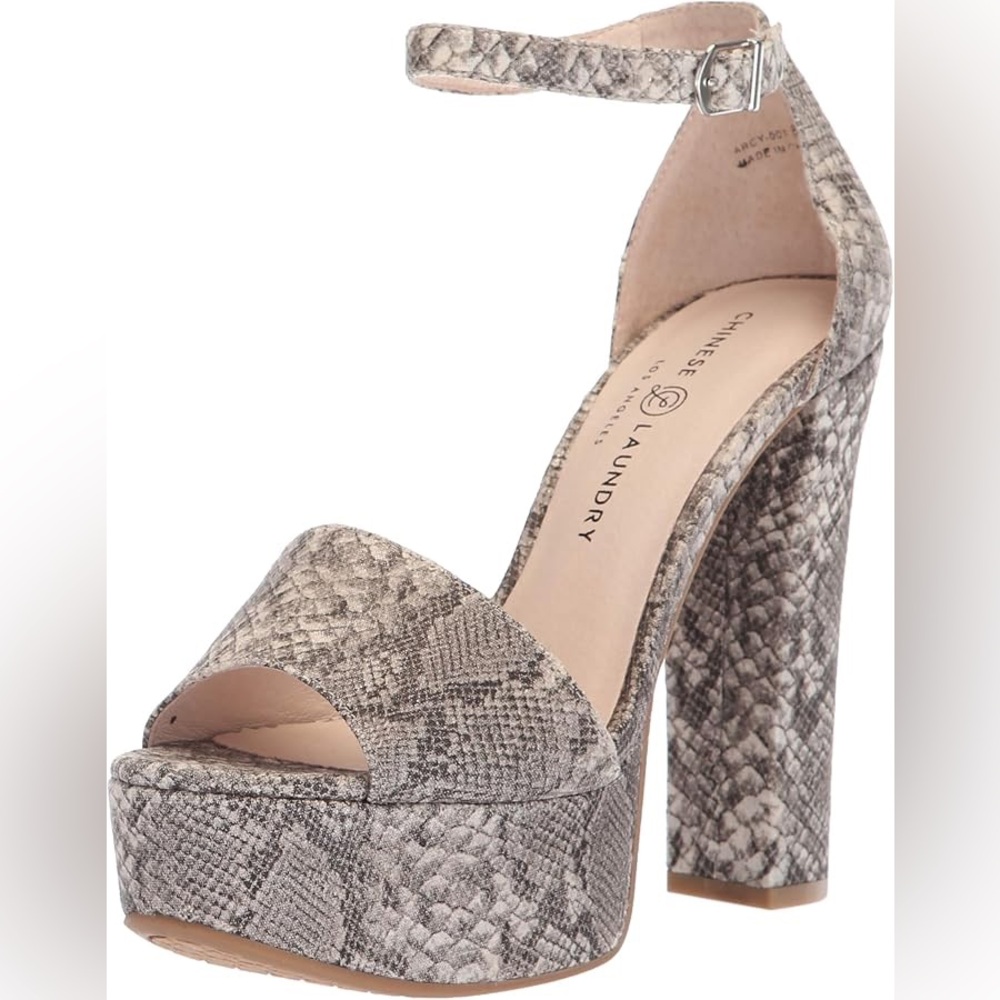 Chinese Laundry Gray Snake Print Platform Heels
